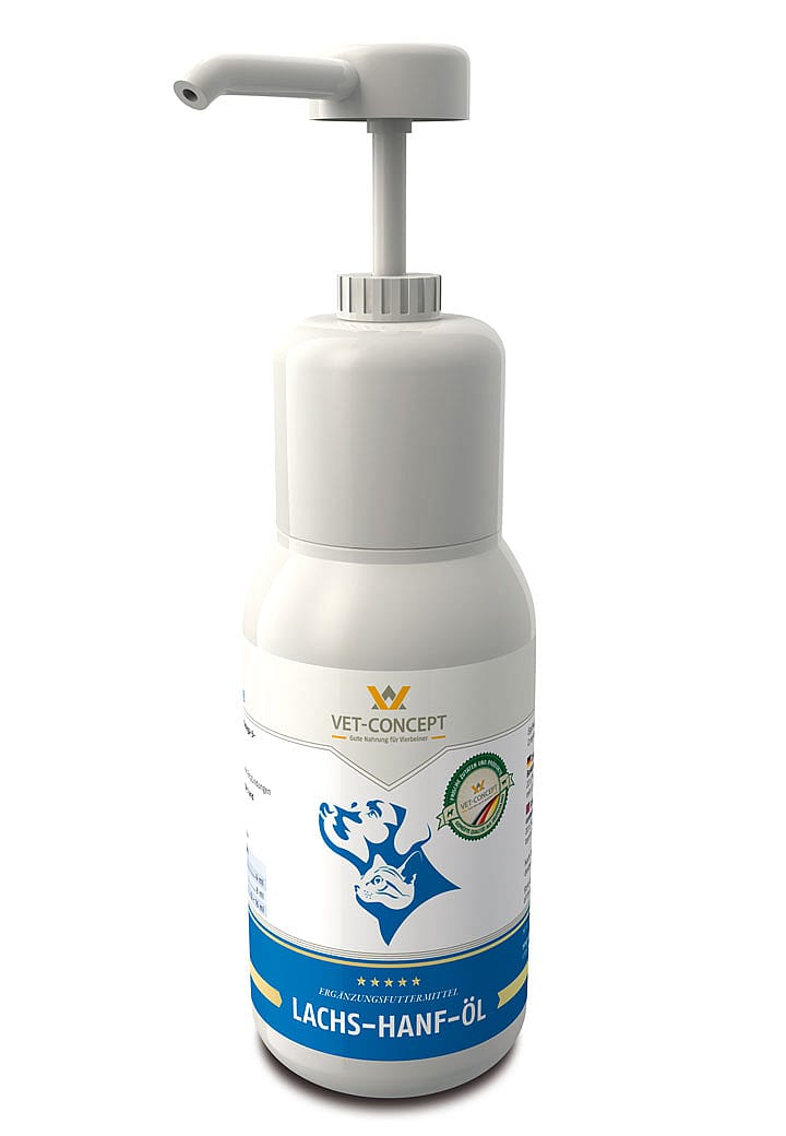 Datumvoordeel (op=op) Vet-Concept Zalm en Hennepolie Hond Kat 500 ml