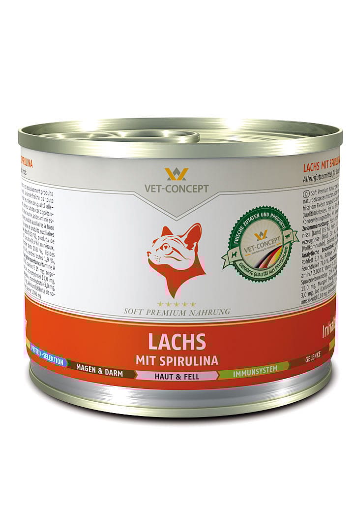 Vet-Concept Zalm met Spirulina Kattenmenu 6 x 200 gram blikjes - Zalm met Spirulina