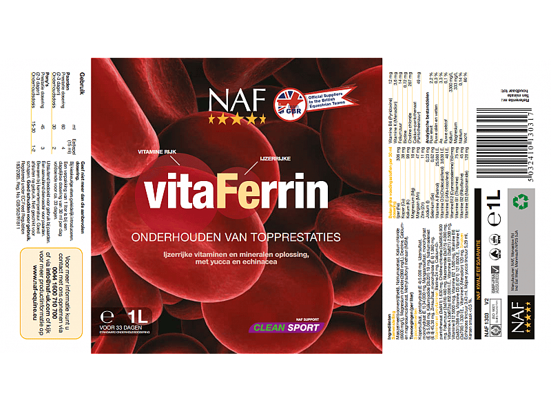 NAF Vitaferrin – IJzerrijk supplement voor sportpaarden
