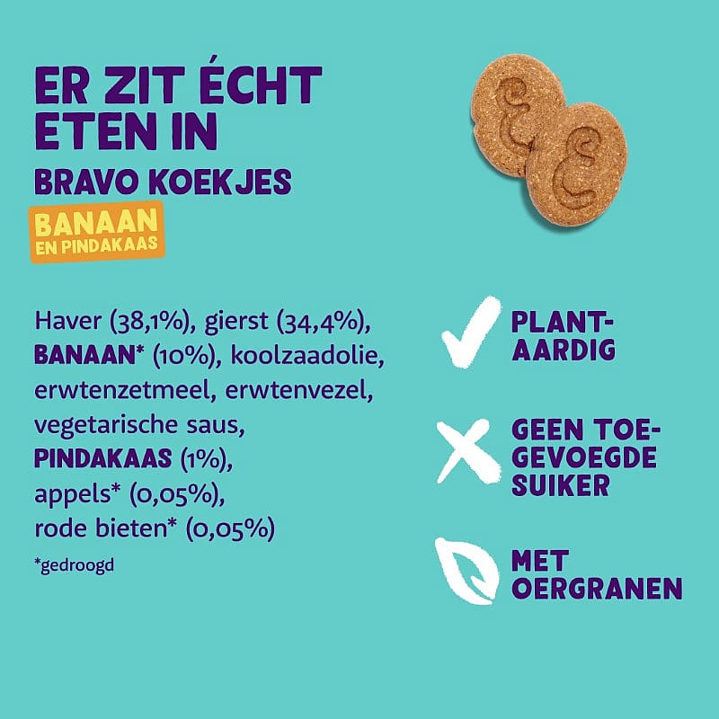 Edgard & Cooper Bravo Biscuits Banaan & Pindakaas 400 gram