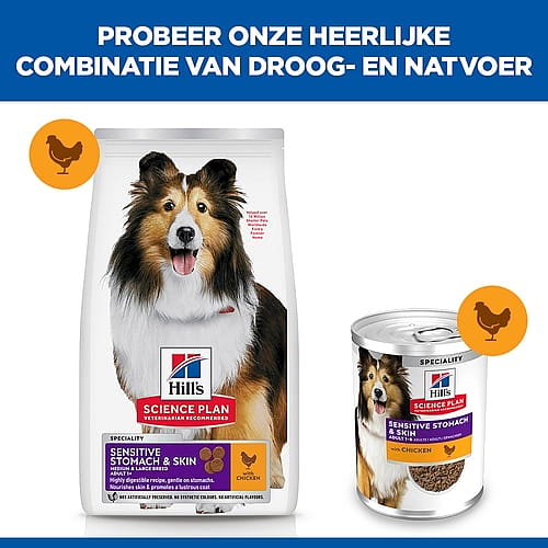 Hill's Science Plan Sensitive Stomach & Skin Adult Hondenvoer met Kip 14 kg - Medium breed