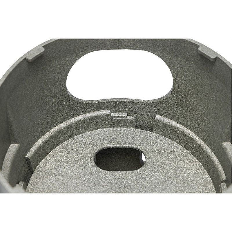 grijs, kunststof, klemring, binnenkant, koolstoffering