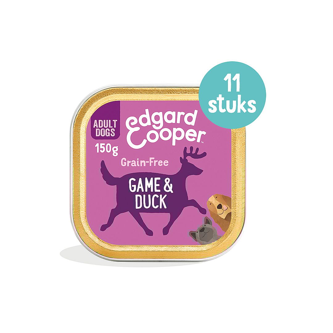 Edgard & Cooper Adult Hondenvoer Kuipjes Wild en Eend 11 x 150 gram