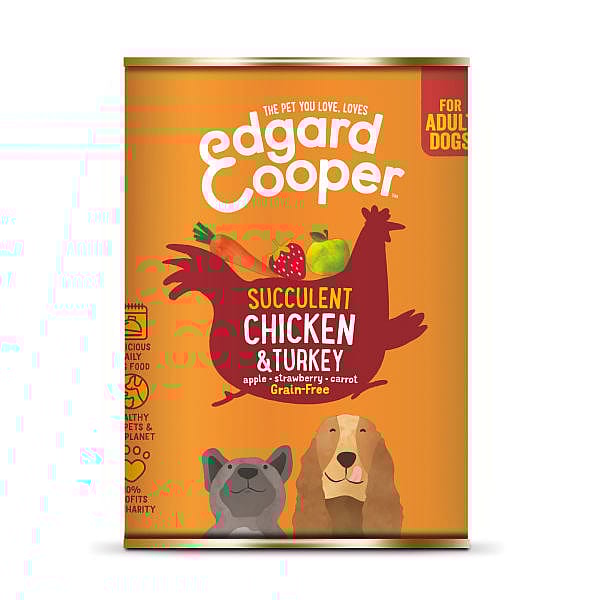 Edgard & Cooper Adult Hondenvoer Blikjes Kip & Kalkoen 6 x 400 gram