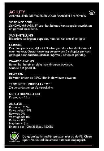 Synovium Agility Gewrichten Paard 1 kg