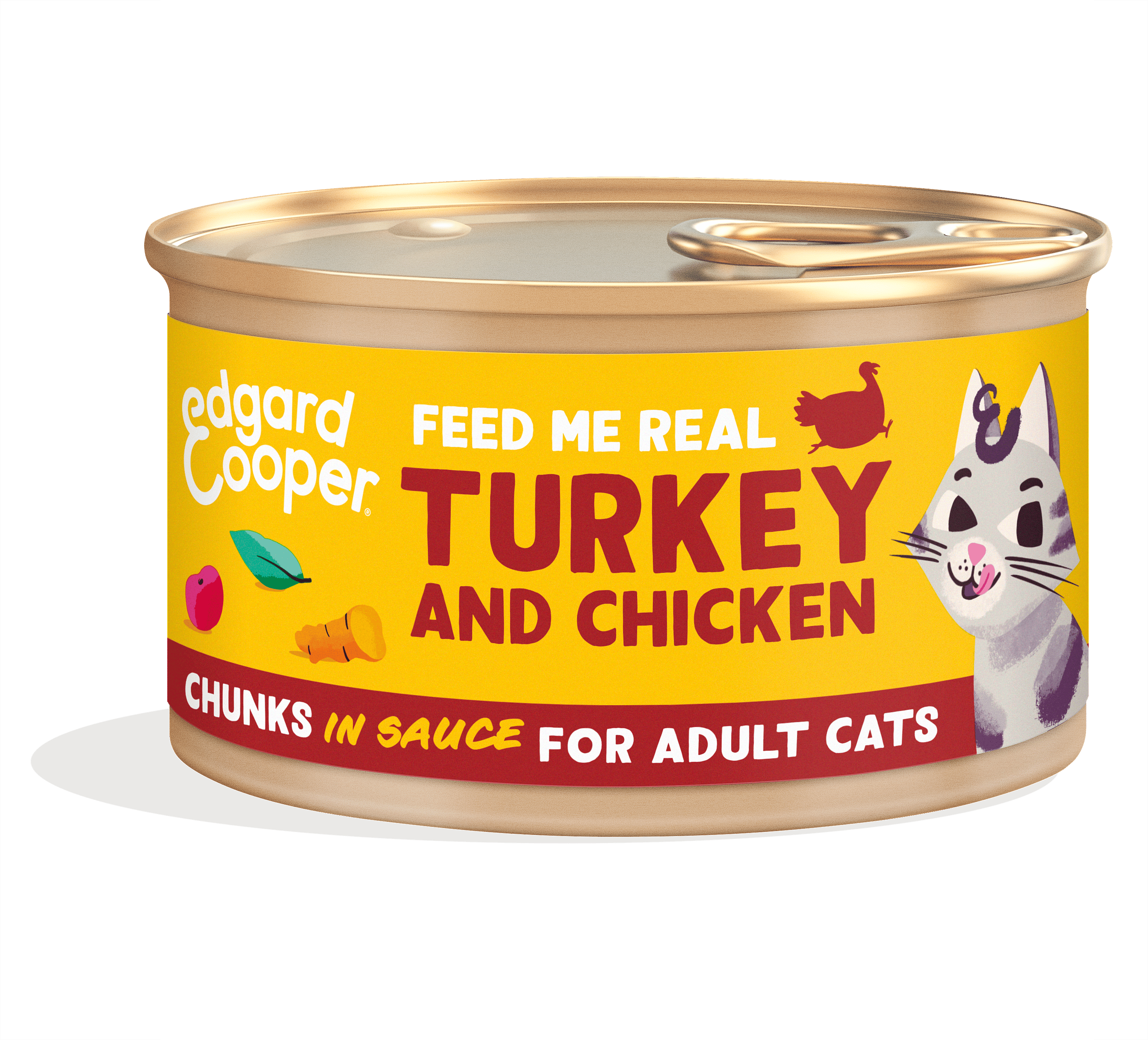 Edgard & Cooper Blikjes Kalkoen en Kip Chunks Adult Kat 18 x 85 gram