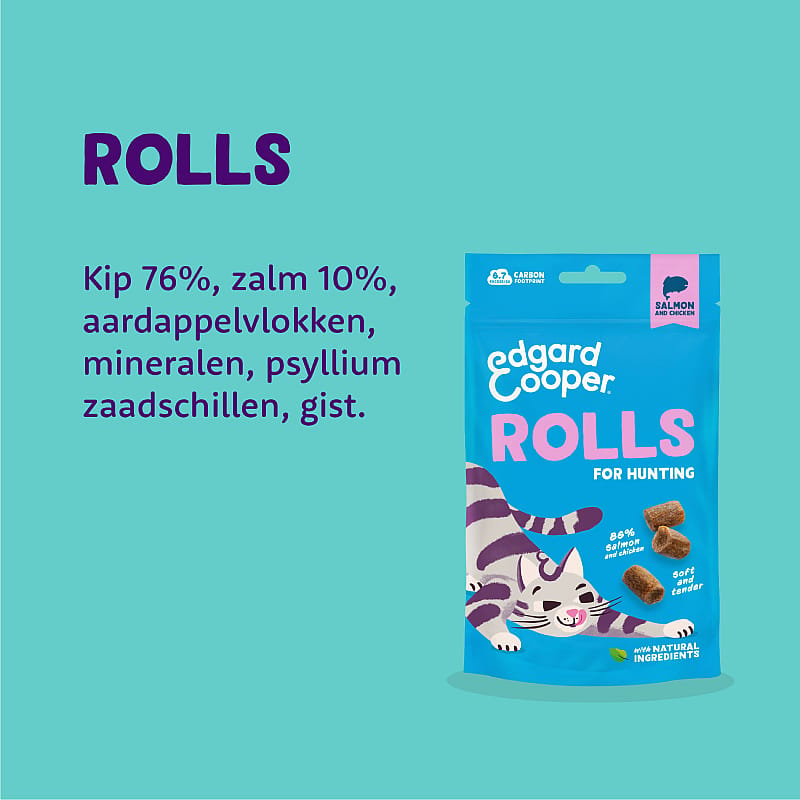 Edgard & Cooper Rolls Kattensnacks 45 gram Zalm en Kip