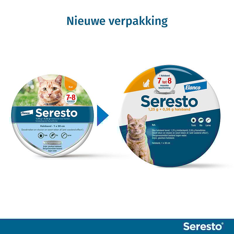 Seresto Halsband Kat: Vlooien en Teken Bescherming - 7 tot 8 maanden - Geurloos & Waterbestendig 1-pack (1 halsband)