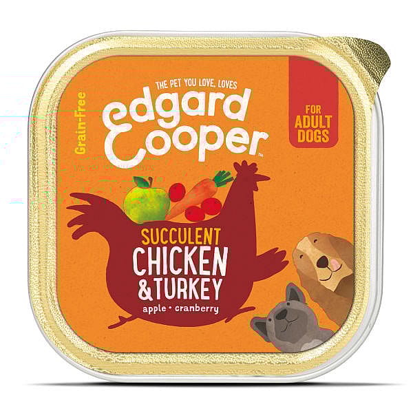 Edgard & Cooper Adult Hondenvoer Kuipjes Kip & Kalkoen 11 x 150 gram