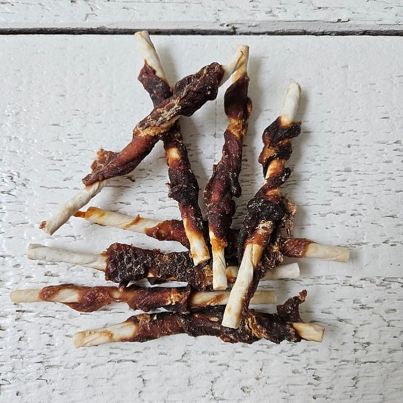 Gratis Dierapotheker Rollsticks Wit Buffelhuid met Eend 13 cm 8 stuks