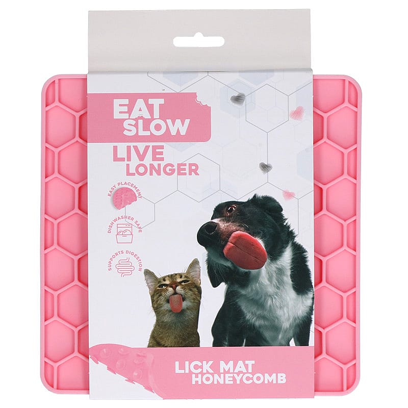 Eat Slow Live Longer Honeycomb Lick Mat Roze