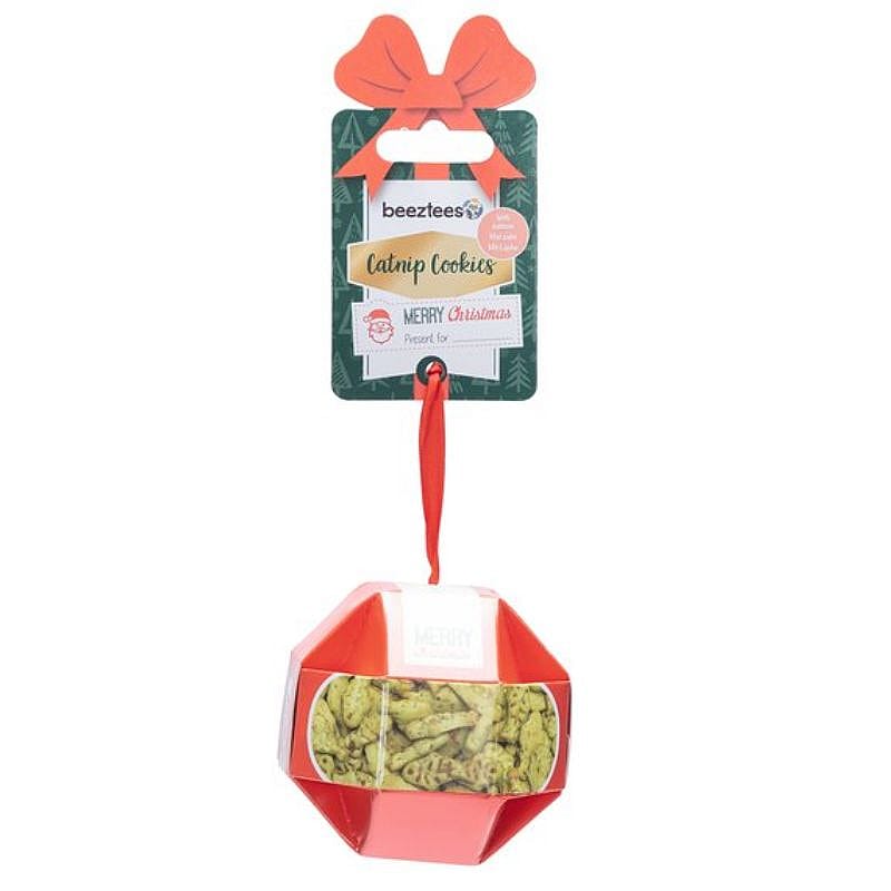 Beeztees Kerstbal Catnip Cookies Kat 30 gram Zalm