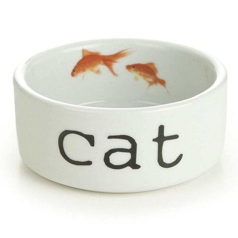 kommen, cat, bone china, orange fish, decoratieve kom