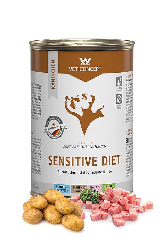 Vet-Concept Sensitive Diet Konijn Hondenmenu 6 x 400 gram blikjes - Konijn