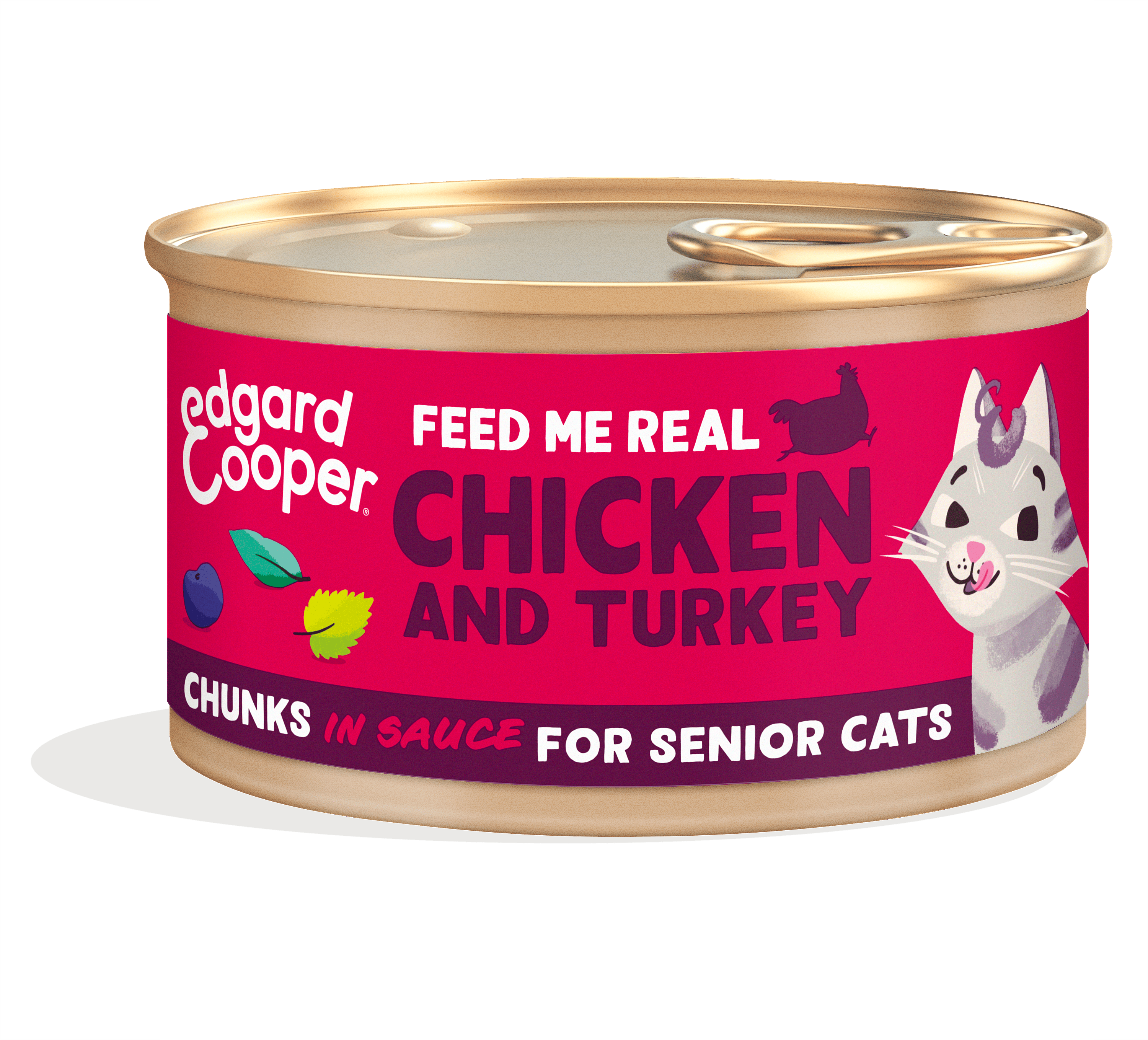 Edgard & Cooper Blikjes Kip en Kalkoen Chunks Senior Kat 18 x 85 gram