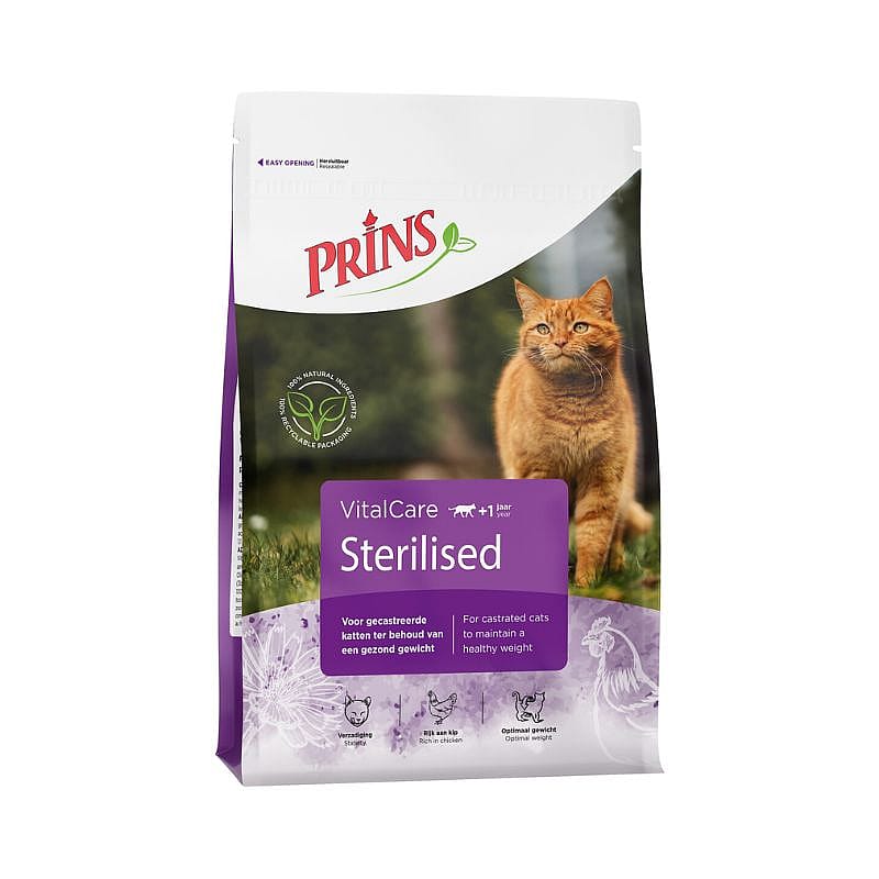 kat, sterilised, kattenvoer, granulaat, paars label