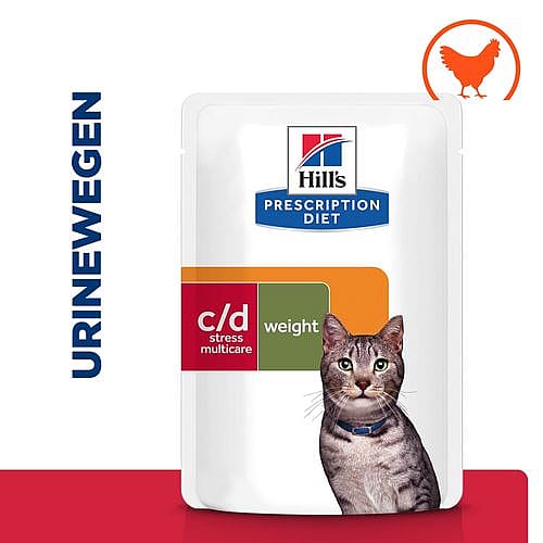 Hill's Prescription Diet CD Urinary Stress + Metabolic Kattenvoer Kip 12 x 85 gram thin slices in gravy