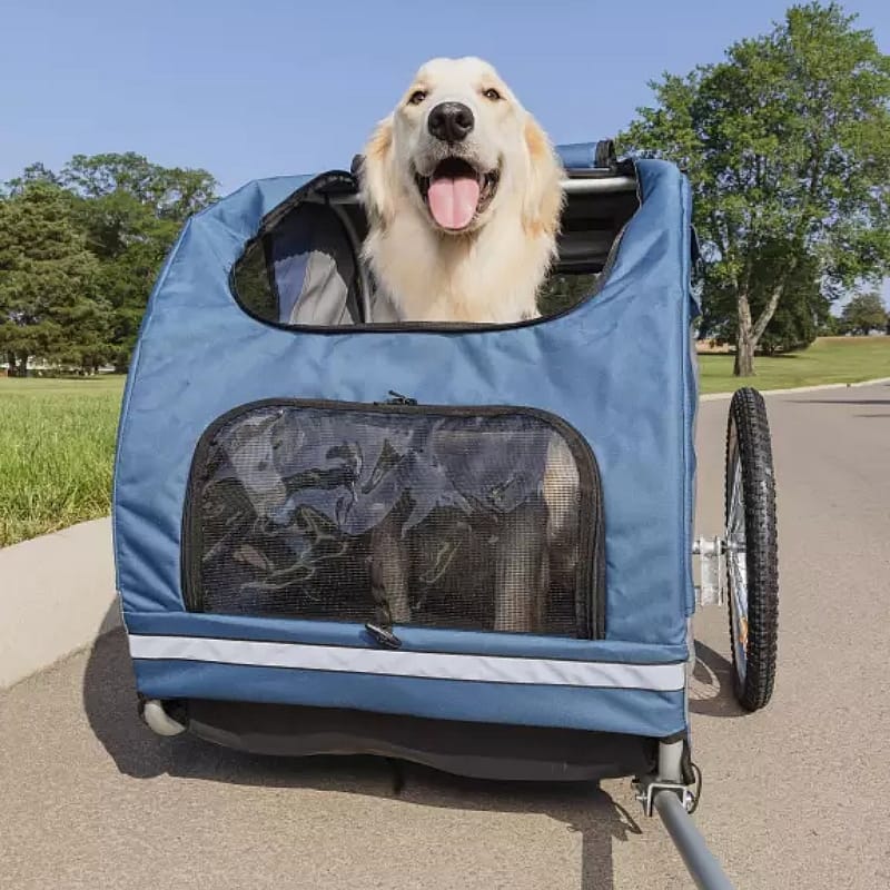Happy Ride Aluminium Dog Bicycle Trailer Blauw