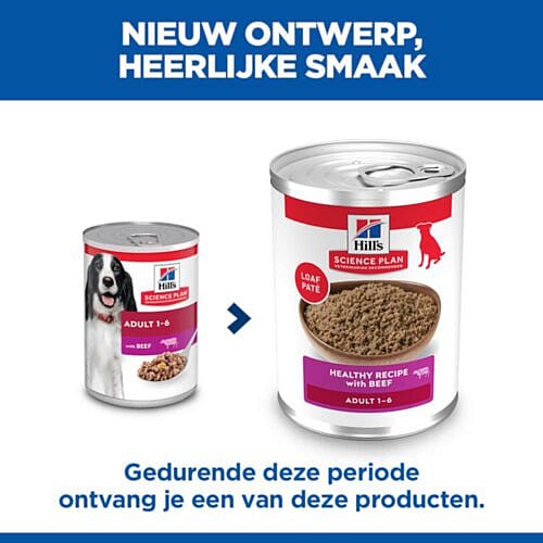 voedingsblik, hondenvoer, buisvormig blik, beef, adult 1-6