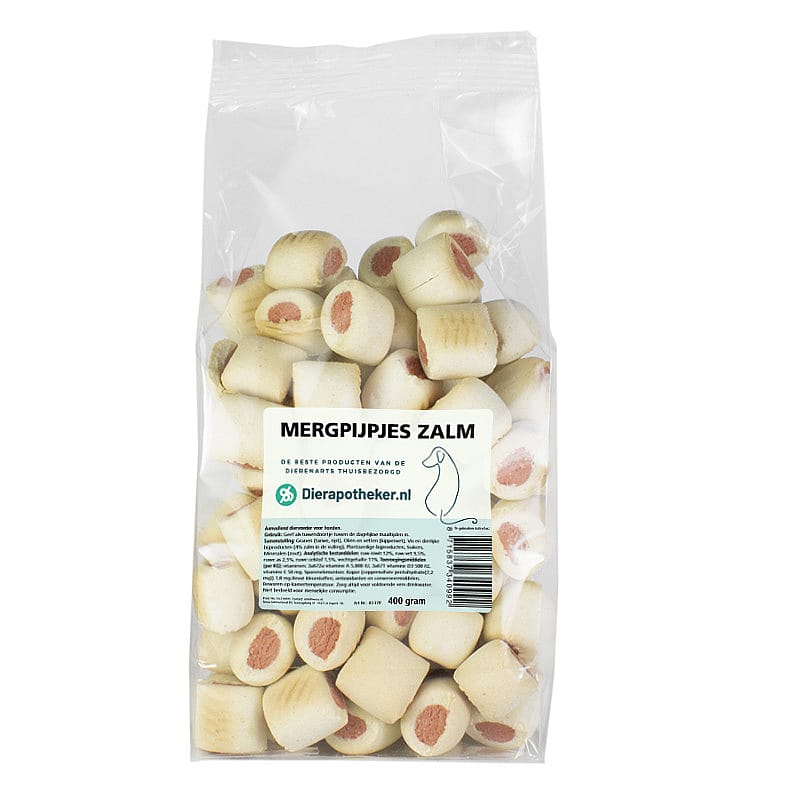 Dierapotheker Mergpijpjes Zalm Hond 400 gram