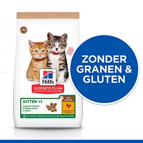 Hill's Science Plan Kitten No Grain Kattenvoer met kip 1.5 kg Hill's Science Plan Kitten No Grain Kattenvoer met kip 1.5 kg