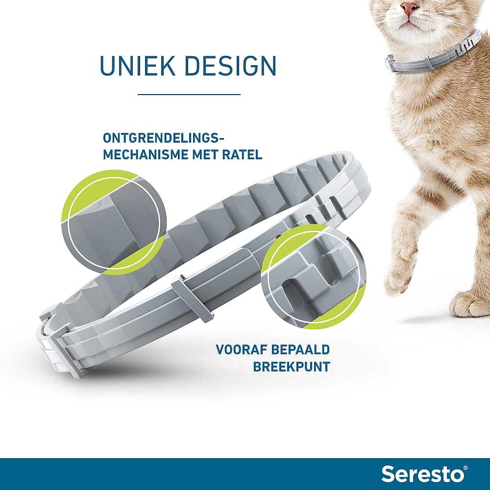 Seresto Halsband Kat: Vlooien en Teken Bescherming - 7 tot 8 maanden - Geurloos & Waterbestendig