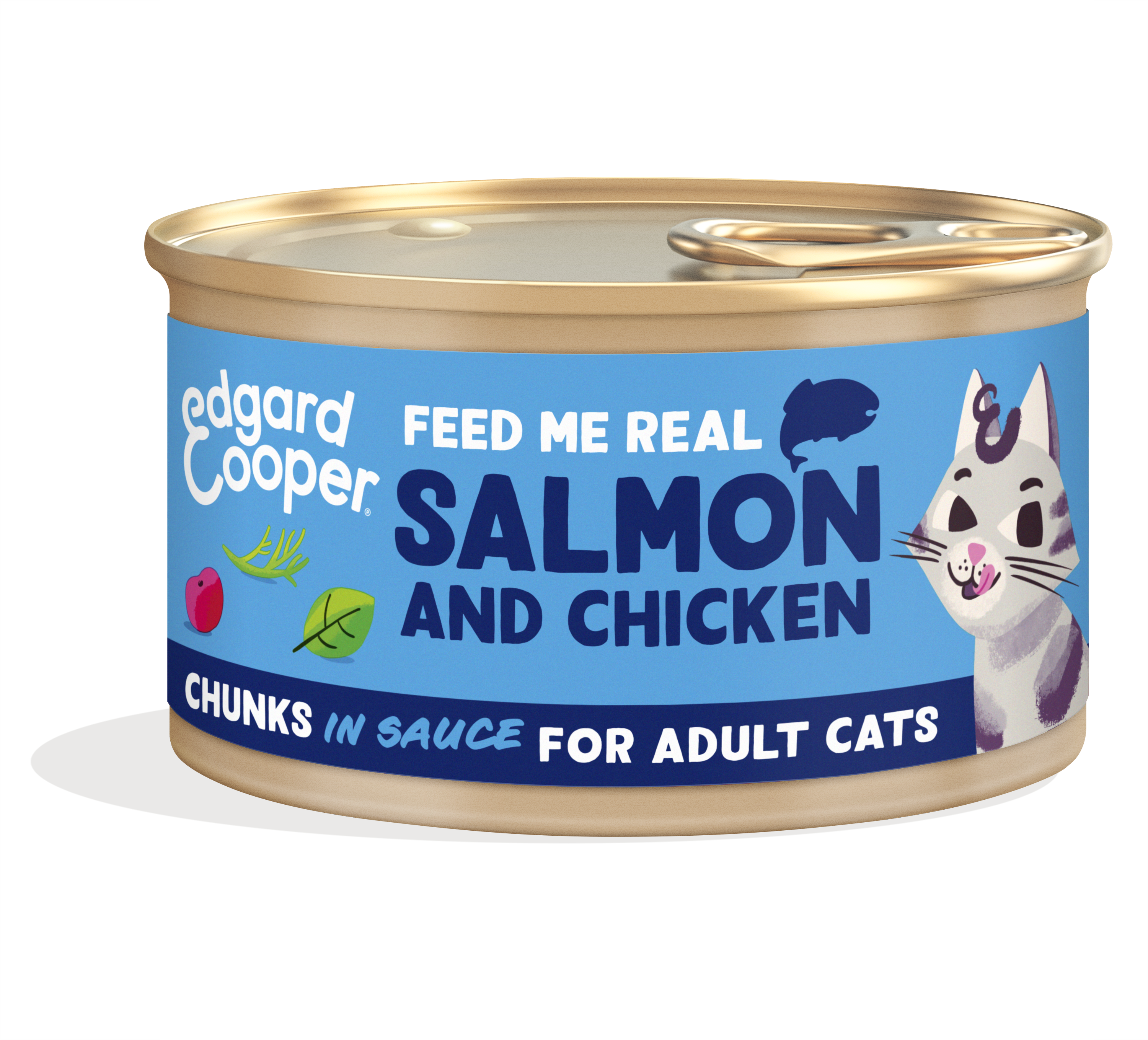 Edgard & Cooper Blikjes Zalm en Kip Chunks Adult Kat 18 x 85 gram 
