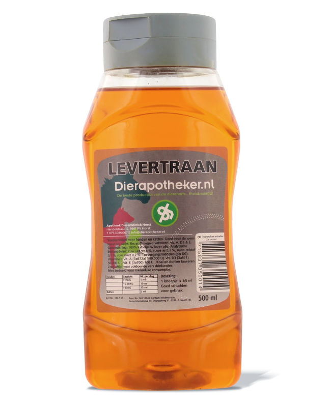 Dierapotheker Levertraan Hond Kat 500 ml 