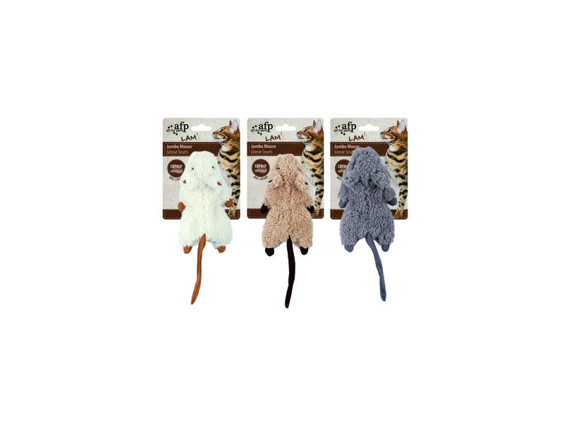AFP Lambswool-Jumbo Crinkle Catnip Rodent 1 stuk