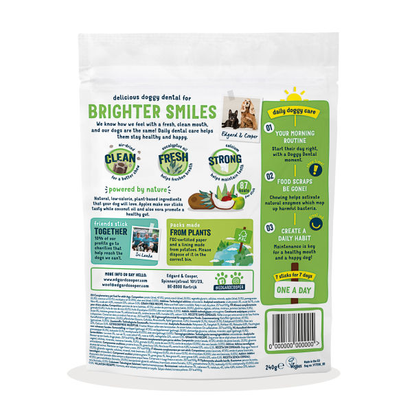 Edgard & Cooper Doggy Dental Sticks Hondensnack - Appel en Eucalyptus Edgard & Cooper Doggy Dental Sticks Hondensnack - Appel en Eucalyptus