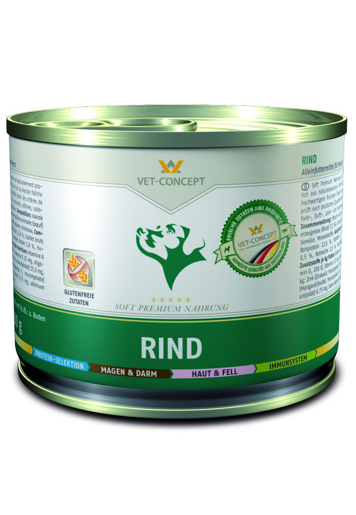 Vet-Concept Rund Hondenmenu 6 x 200 gram blikjes - Rund