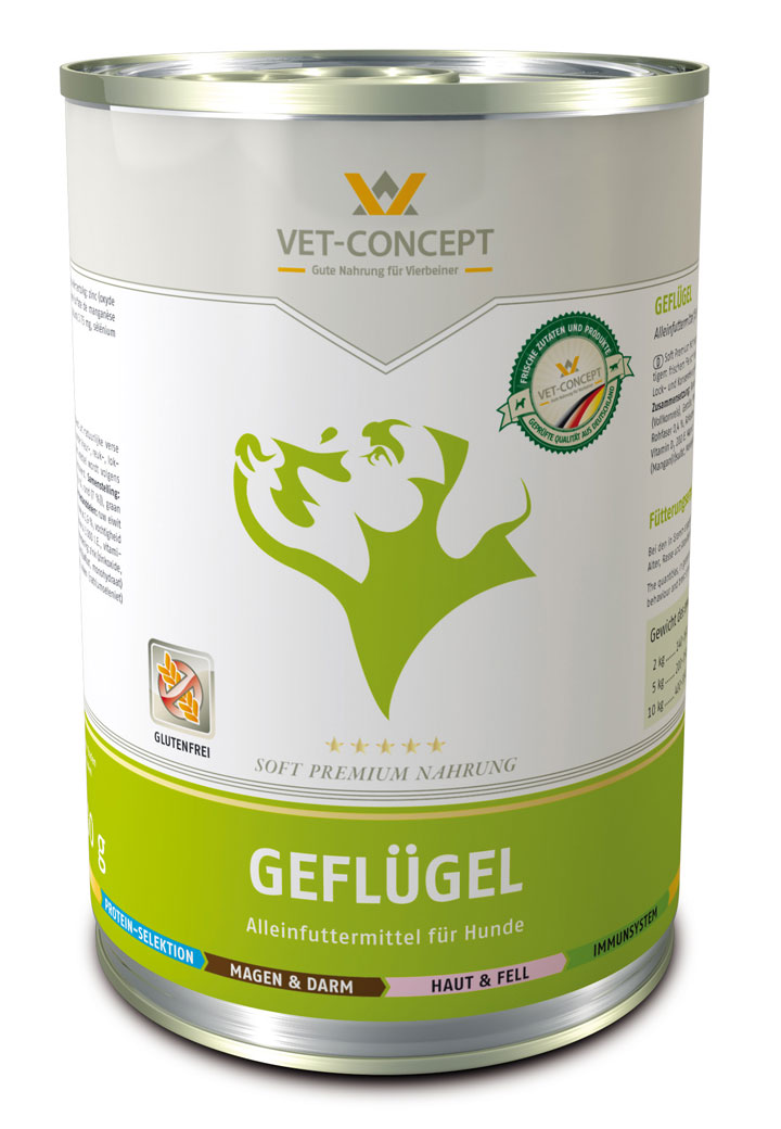 Vet-Concept Gevogelte Hondenmenu 6 x 400 gram blikjes - Gevogelte Vet-Concept Gevogelte Hondenmenu 6 x 400 gram blikjes - Gevogelte