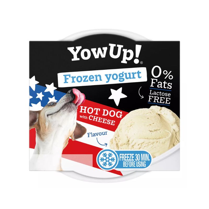 YowUp! Ice Cream Yogurt Hond Kat 110 gram Hot Dog With Cheese, Crème, Dessert, Voedsel, IJs, Hond
