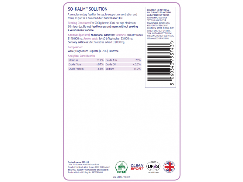 Equine America So Kalm Solution Paard 1 liter 