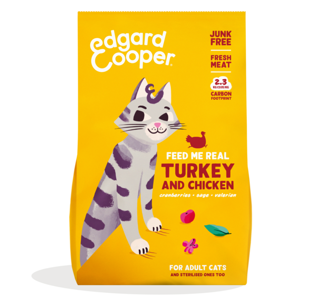 Edgard & Cooper Kattenvoer Adult Kalkoen en Kip Kat 2 kg