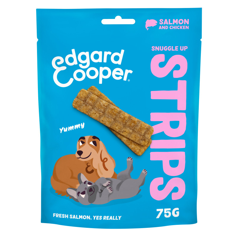 Edgard & Cooper Snuggle Up Strips Zalm & Kip 75 gram 