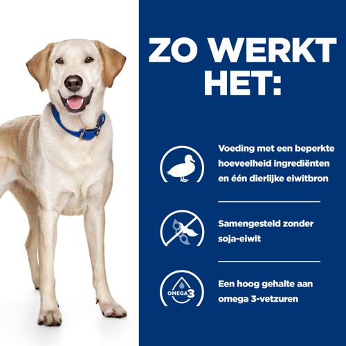 Hill's Prescription Diet DD Food Sensitivities Hondenvoer 12 x 370 gram blikjes - Eend en Rijst