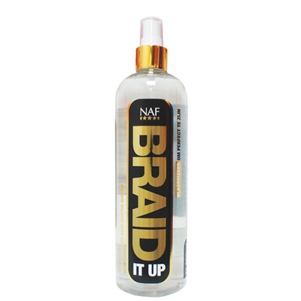 NAF Braid It Up Spray 500 ml – Grip en fixatie bij het invlechten van paardenmanen, Fles
