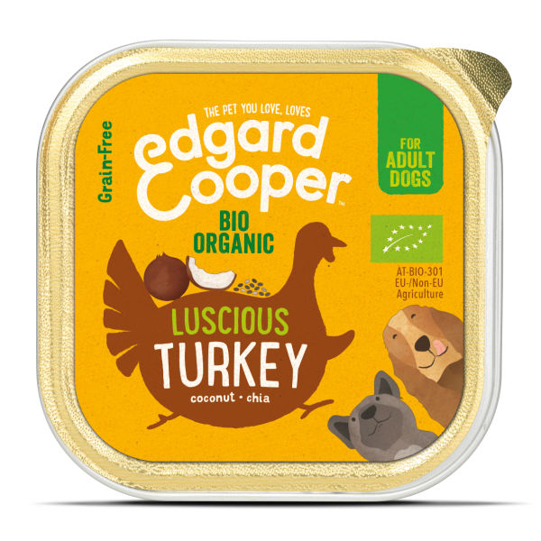Edgard & Cooper Adult Hondenvoer Biologisch Kuipjes Kalkoen 17 x 100 gram