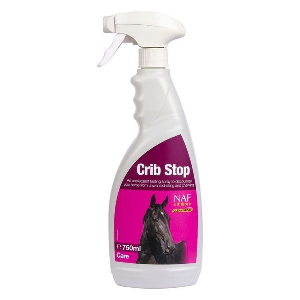 NAF Crib Stop Spray 750 ml – Tegen luchtzuigen en bijtgedrag bij paarden, Fles