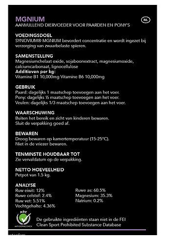 Synovium Mgnium Magnesium Paard 1.5 kg