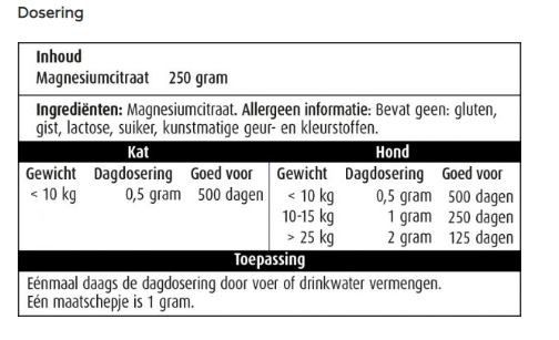 Pharmox Magnesiumcitraat Hond Kat 250 gram