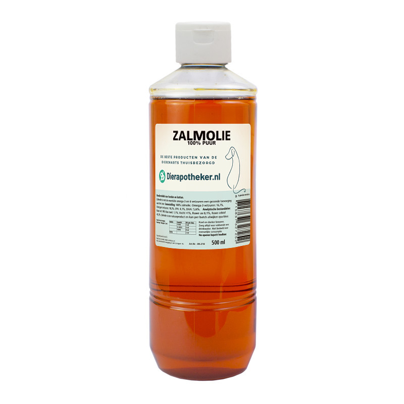 Dierapotheker Zalmolie met doseerpompje – Voor een gezonde huid, vacht en gewrichten 500 ml