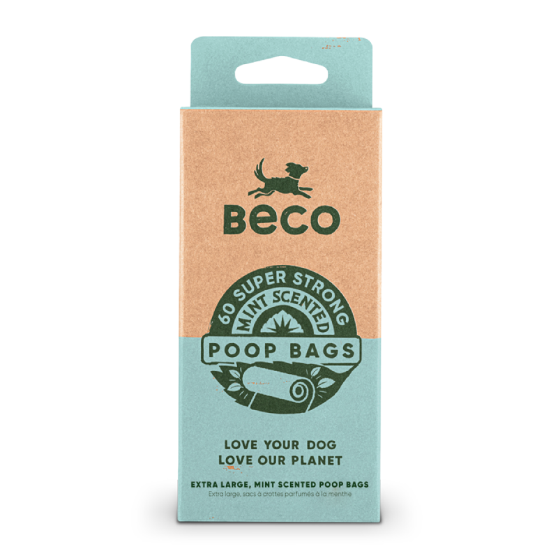 Beco Poop Bags Mint Scented Hond Travel pack - 60 stuks