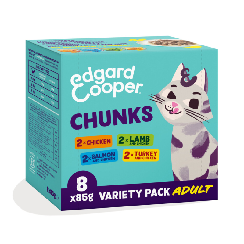 Edgard & Cooper Blikjes Chunks Multipack Adult Kat 8 x 85 gram 