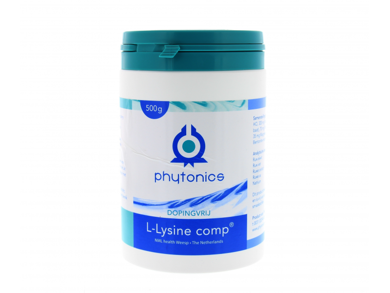 Phytonics L-Lysine Comp Paard 500 gram, Fles, Cosmetica, Kan, Tin